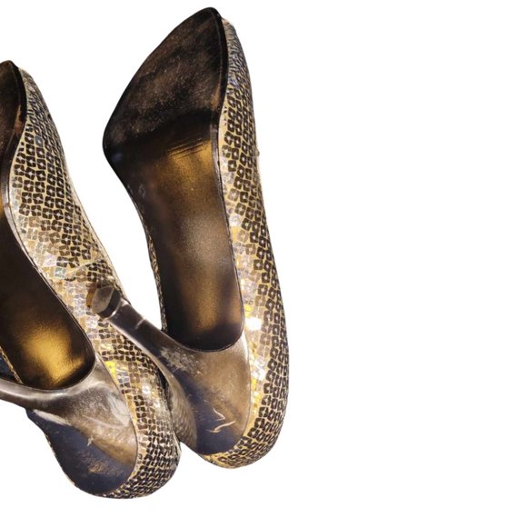 Style & Co. Silver Sequined Square Peep Toe Heels - Picture 6 of 8